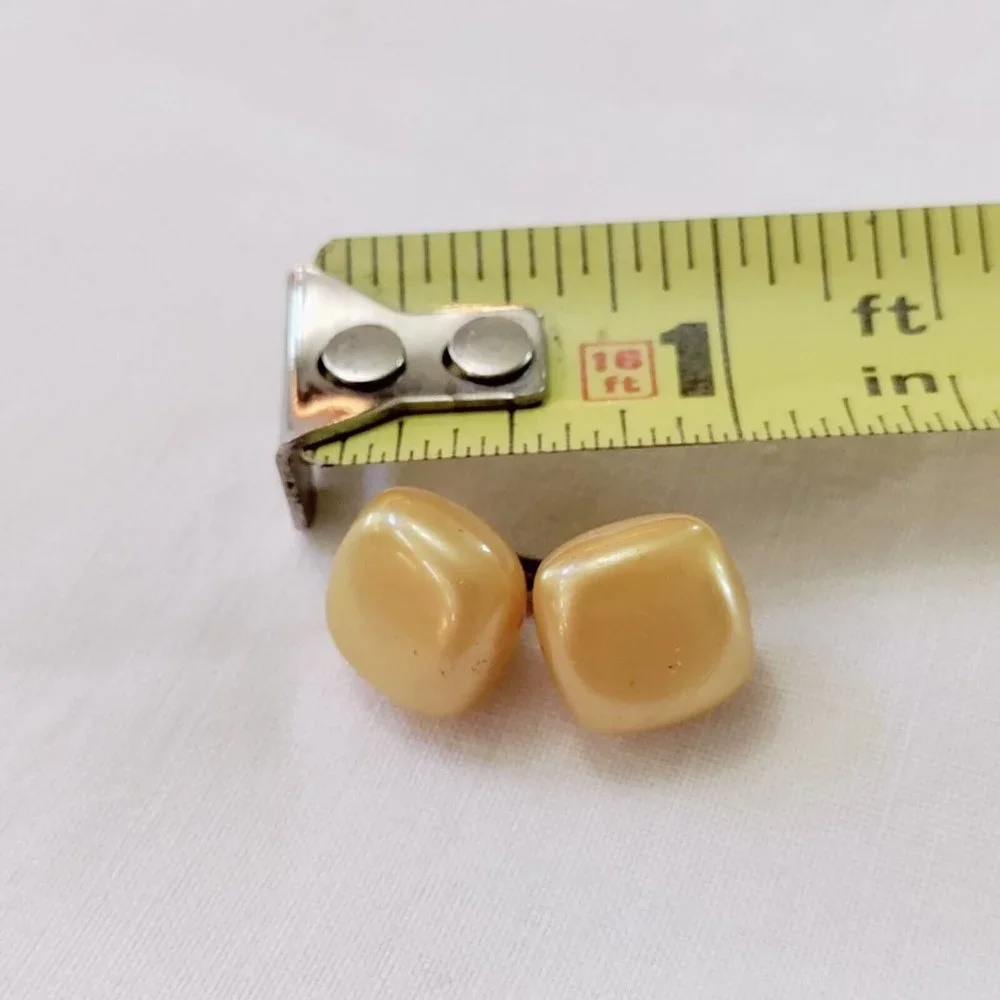 4/$20 Vintage Square Plastic Yellow Double Sided Cufflinks